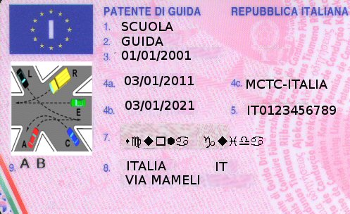 patente di guida formato card modello MC 720 F