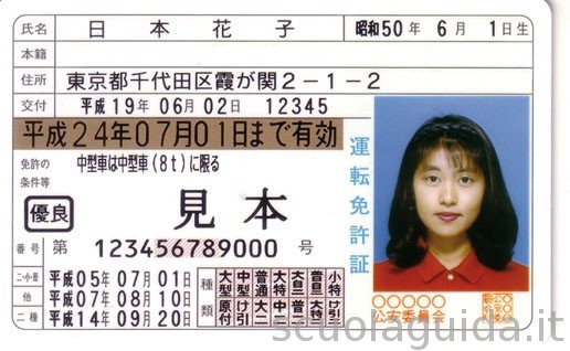 patente di guida giappone, nippon  運転免許証 